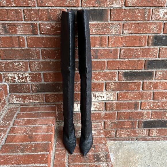 Good American The Weekend Black Glitter Slouchy Thigh High Boots Women Size 6.5 - Picture 2 of 6